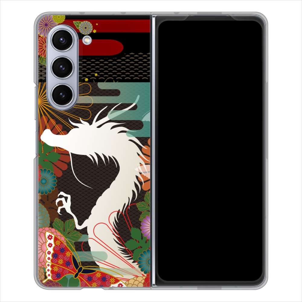 Galaxy Z Fold5 SCG22 au 高画質仕上げ 背面印刷 ハードケース 【635 白龍】
