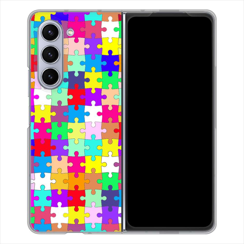 Galaxy Z Fold5 SCG22 au 高画質仕上げ 背面印刷 ハードケース 【727 カラフルパズル】