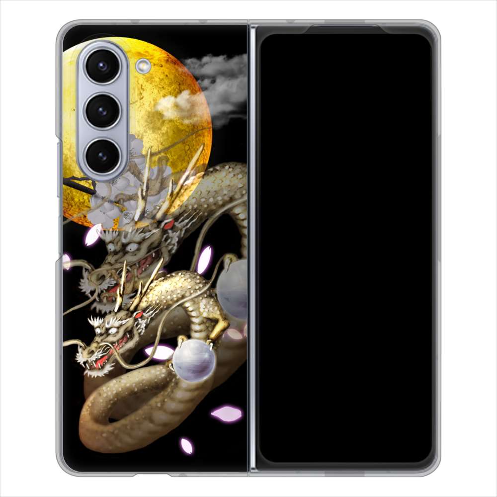 Galaxy Z Fold5 SCG22 au 高画質仕上げ 背面印刷 ハードケース龍