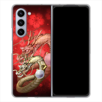 Galaxy Z Fold5 SCG22 au 高画質仕上げ 背面印刷 ハードケース龍