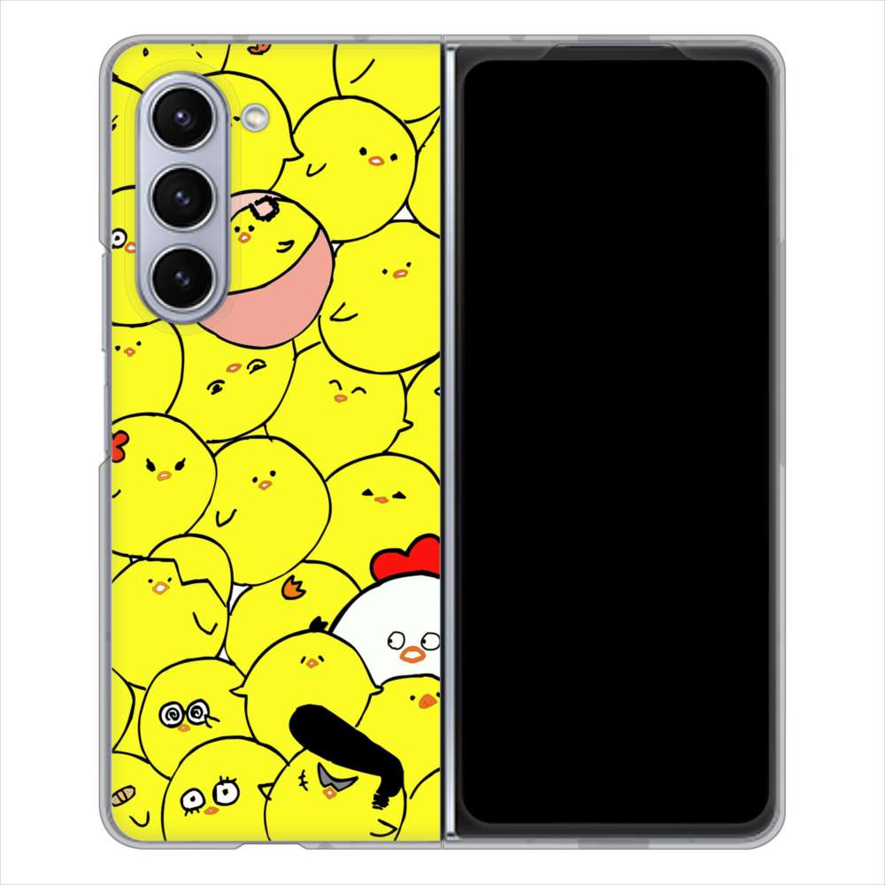 Galaxy Z Fold5 SCG22 au 高画質仕上げ 背面印刷 ハードケース 【1031 ピヨピヨ】