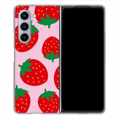 Galaxy Z Fold5 SCG22 au 高画質仕上げ 背面印刷 ハードケース大きいイチゴ模様