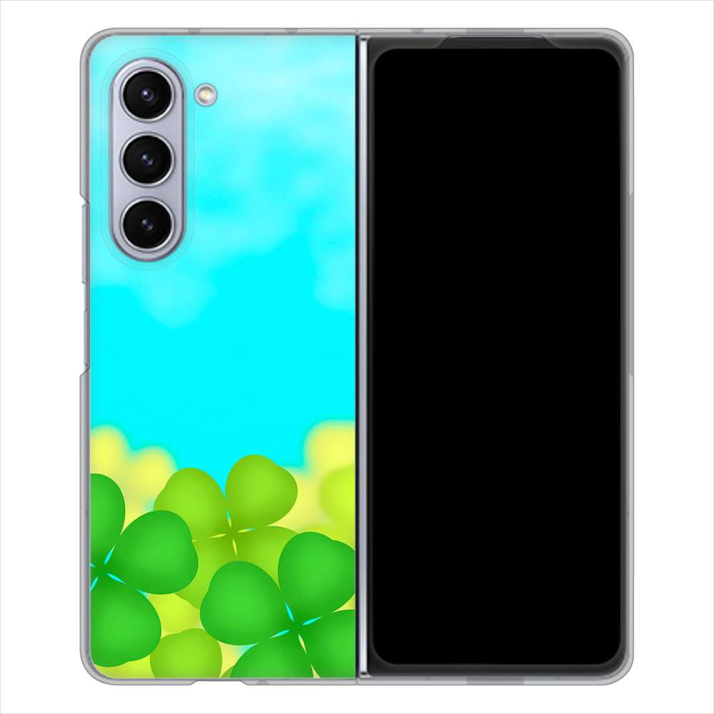 Galaxy Z Fold5 SCG22 au 高画質仕上げ 背面印刷 ハードケース 【VA820 四葉のクローバー畑】