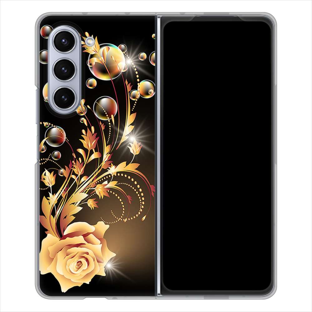 Galaxy Z Fold5 SCG22 au 高画質仕上げ 背面印刷 ハードケースロマンチックなバラ