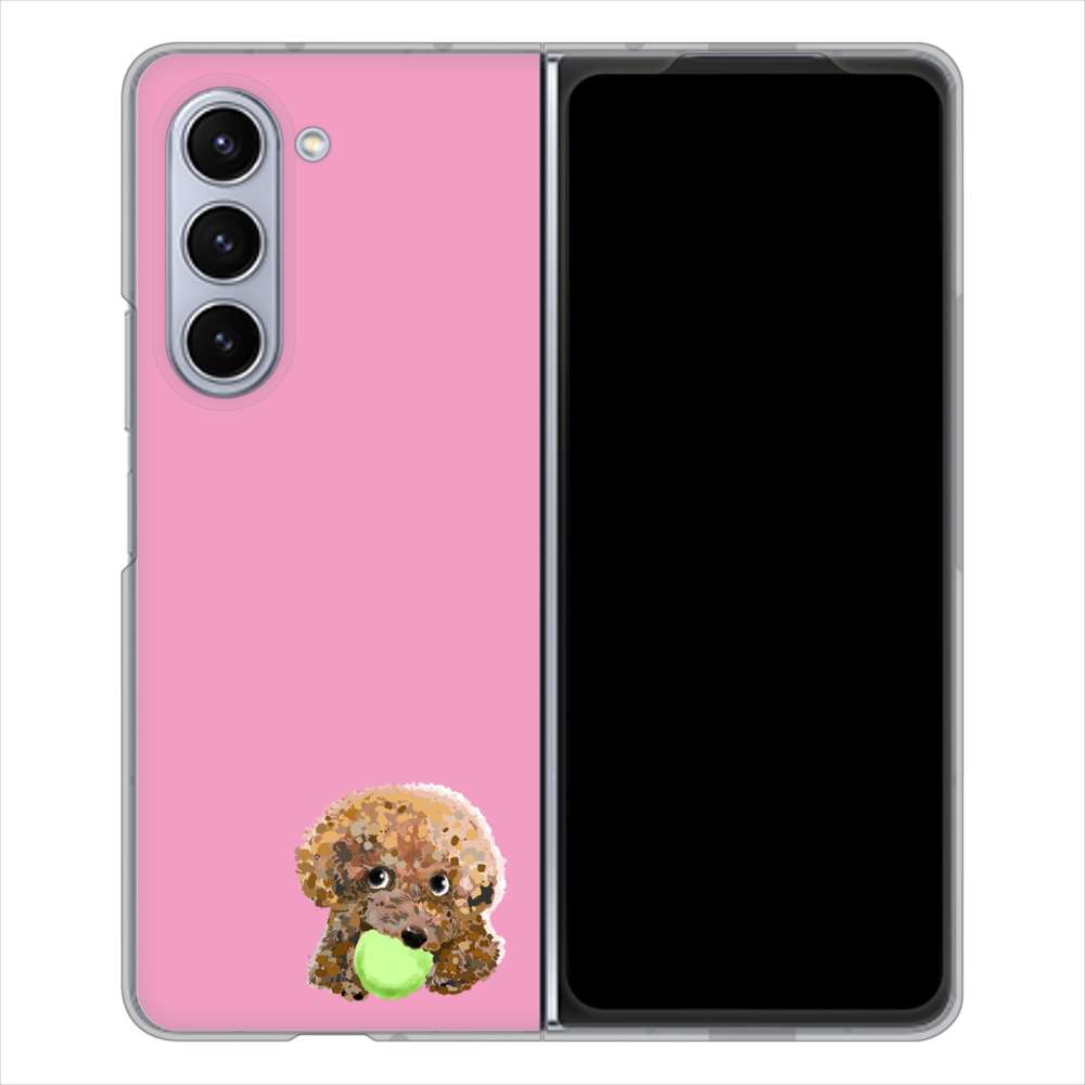 Galaxy Z Fold5 SCG22 au 高画質仕上げ 背面印刷 ハードケーストイプードル＆ボール