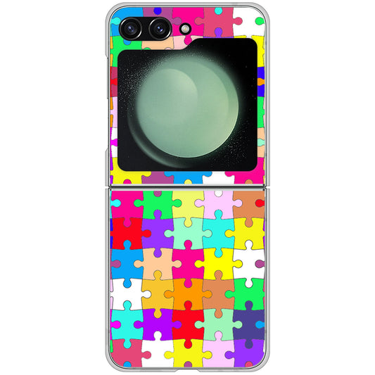 Galaxy Z Flip5 SCG23 au 高画質仕上げ 背面印刷 ハードケース 【727 カラフルパズル】