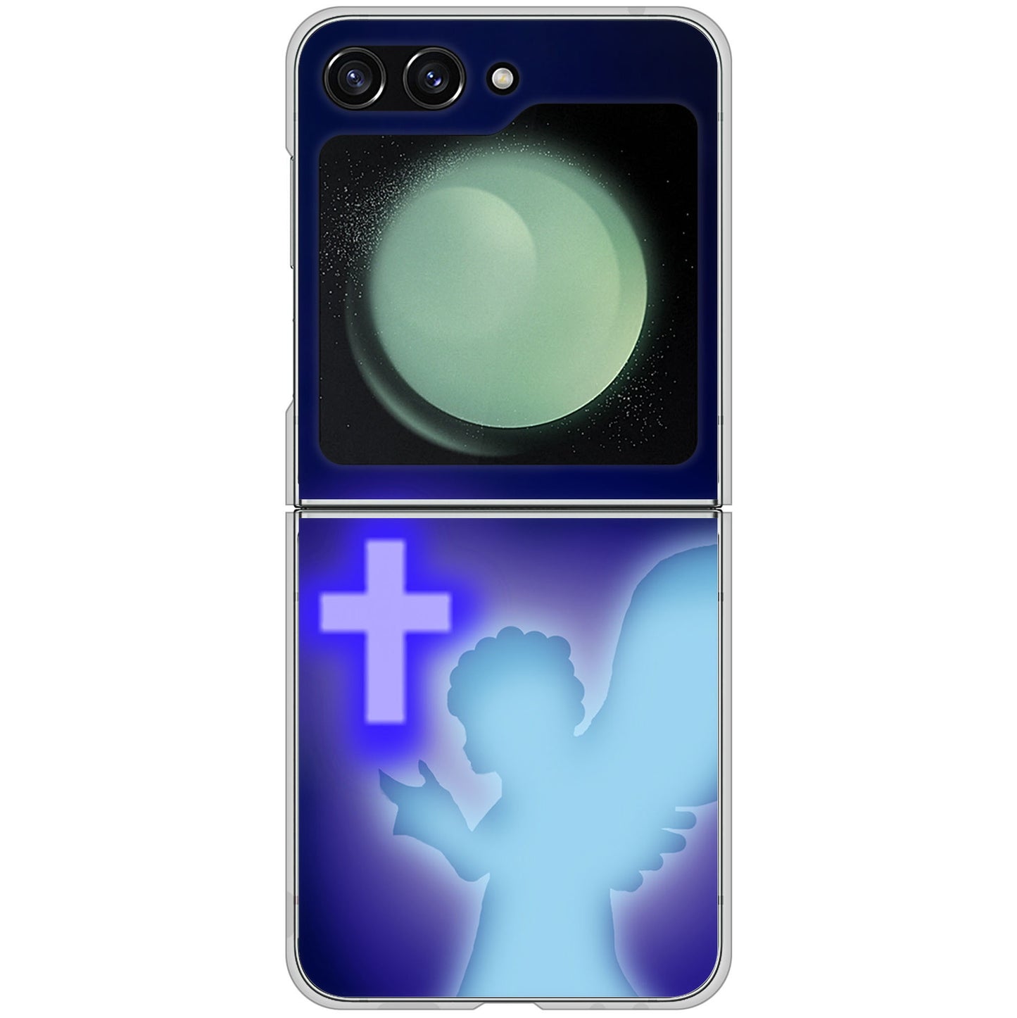 Galaxy Z Flip5 SCG23 au 高画質仕上げ 背面印刷 ハードケース 【1249 祈りを捧げる天使】