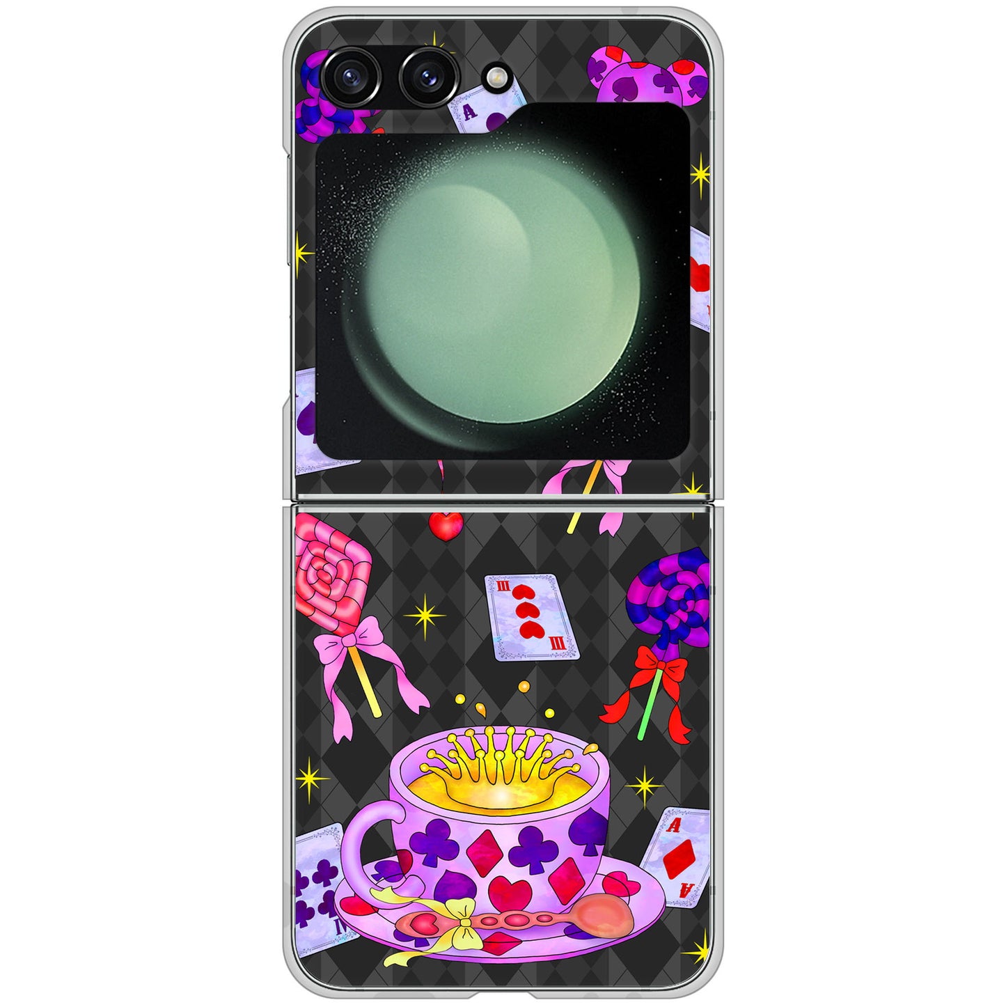 Galaxy Z Flip5 SCG23 au 高画質仕上げ 背面印刷 ハードケースむかいあぐる トランプティー