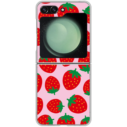 Galaxy Z Flip5 SCG23 au 高画質仕上げ 背面印刷 ハードケース小さいイチゴ模様