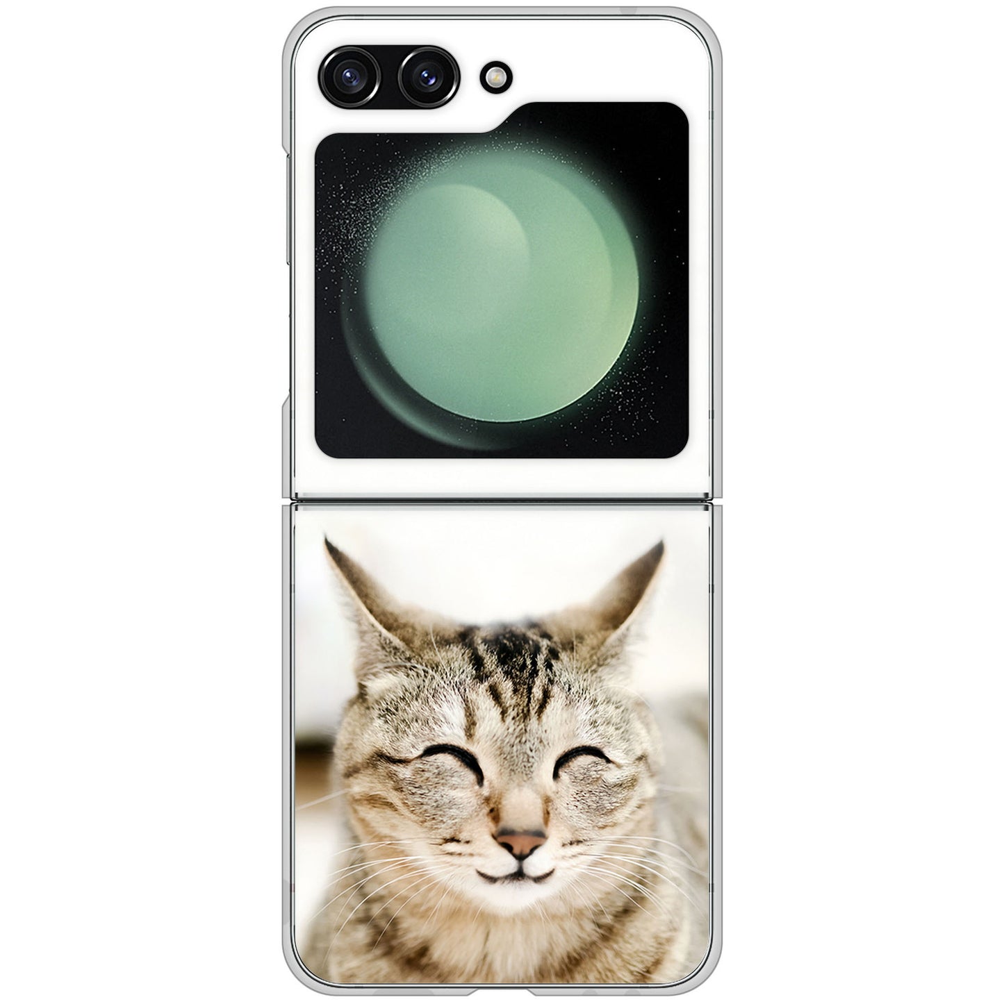 Galaxy Z Flip5 SCG23 au 高画質仕上げ 背面印刷 ハードケース 【VA801 笑福ねこ】