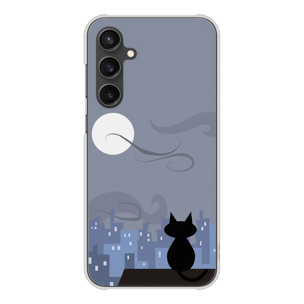 Galaxy S23 FE SCG24 au 高画質仕上げ 背面印刷 ハードケース夜とネコ