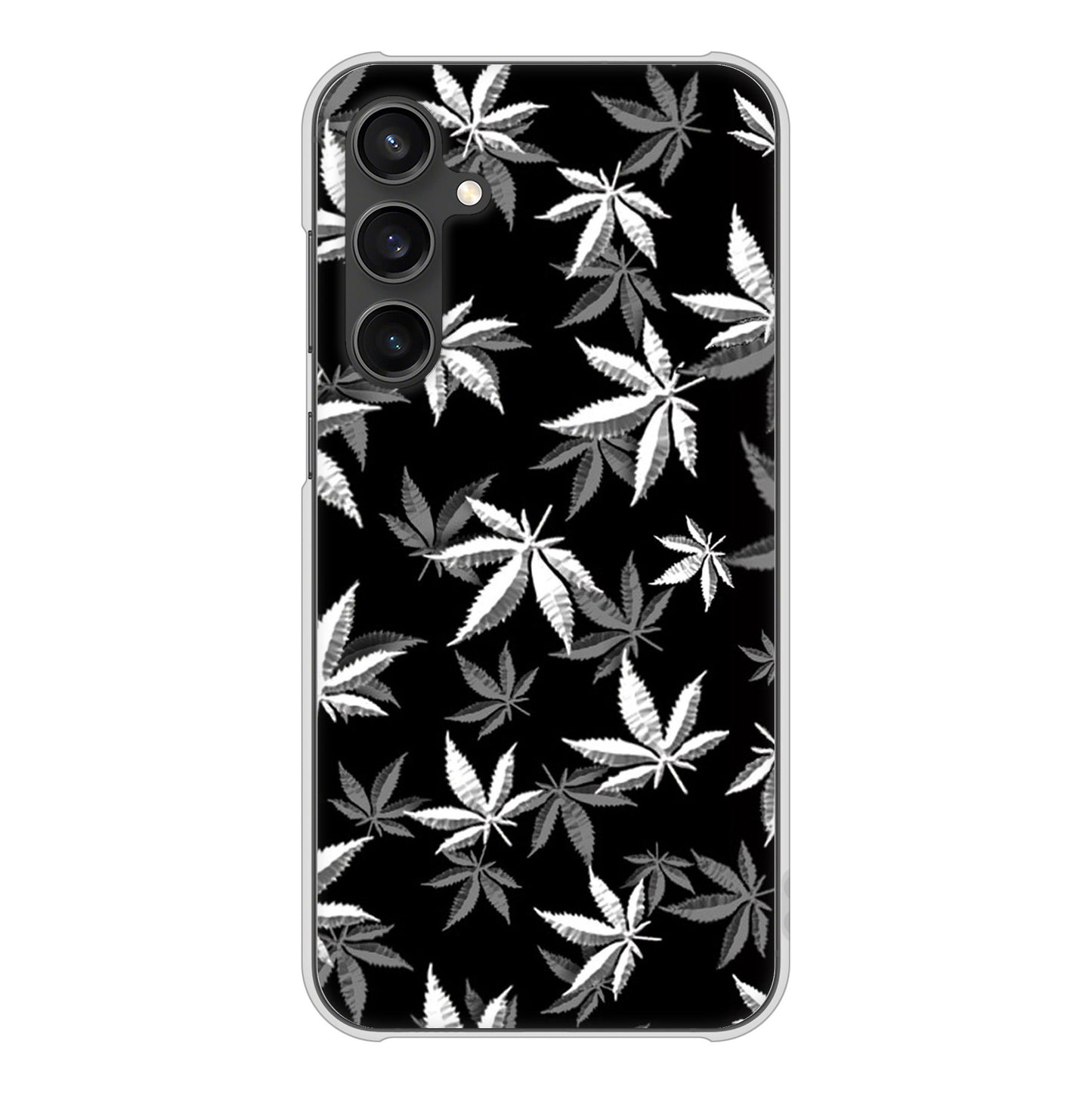 Galaxy S23 FE SCG24 au 高画質仕上げ 背面印刷 ハードケース 【064 モノトーン大麻ブラック】