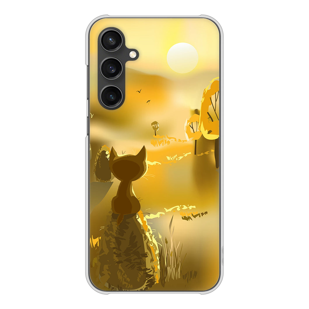 Galaxy S23 FE SCG24 au 高画質仕上げ 背面印刷 ハードケース 【400 たそがれの猫】