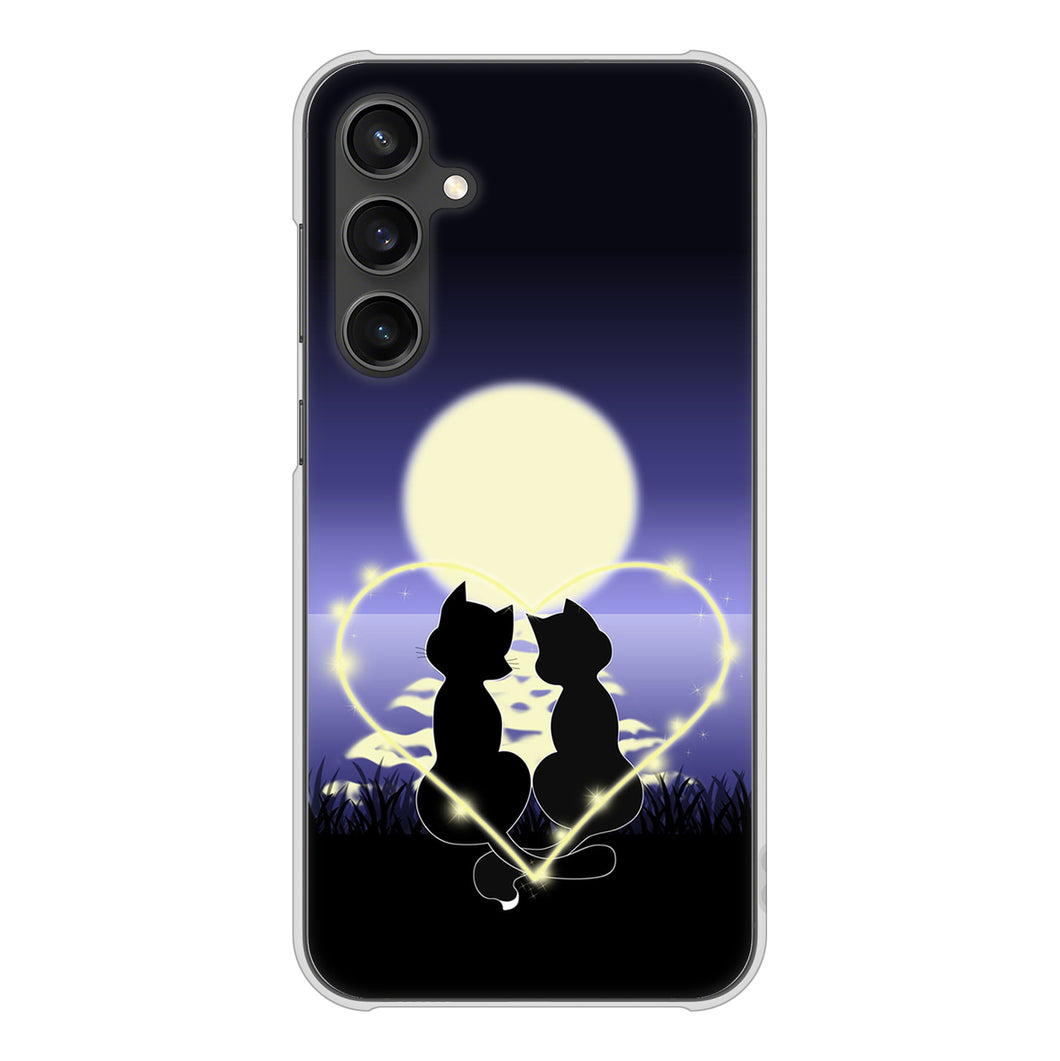 Galaxy S23 FE SCG24 au 高画質仕上げ 背面印刷 ハードケース夜とネコ