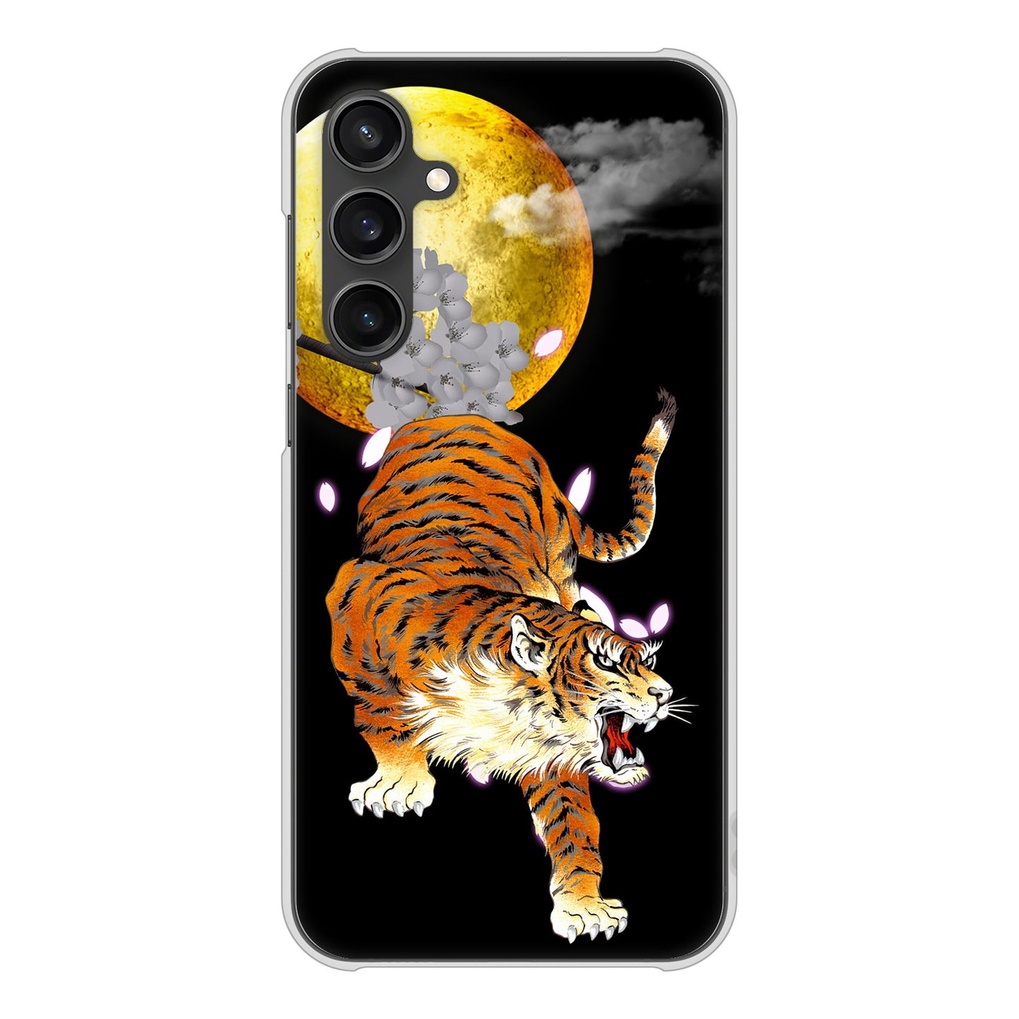 Galaxy S23 FE SCG24 au 高画質仕上げ 背面印刷 ハードケース月とタイガー