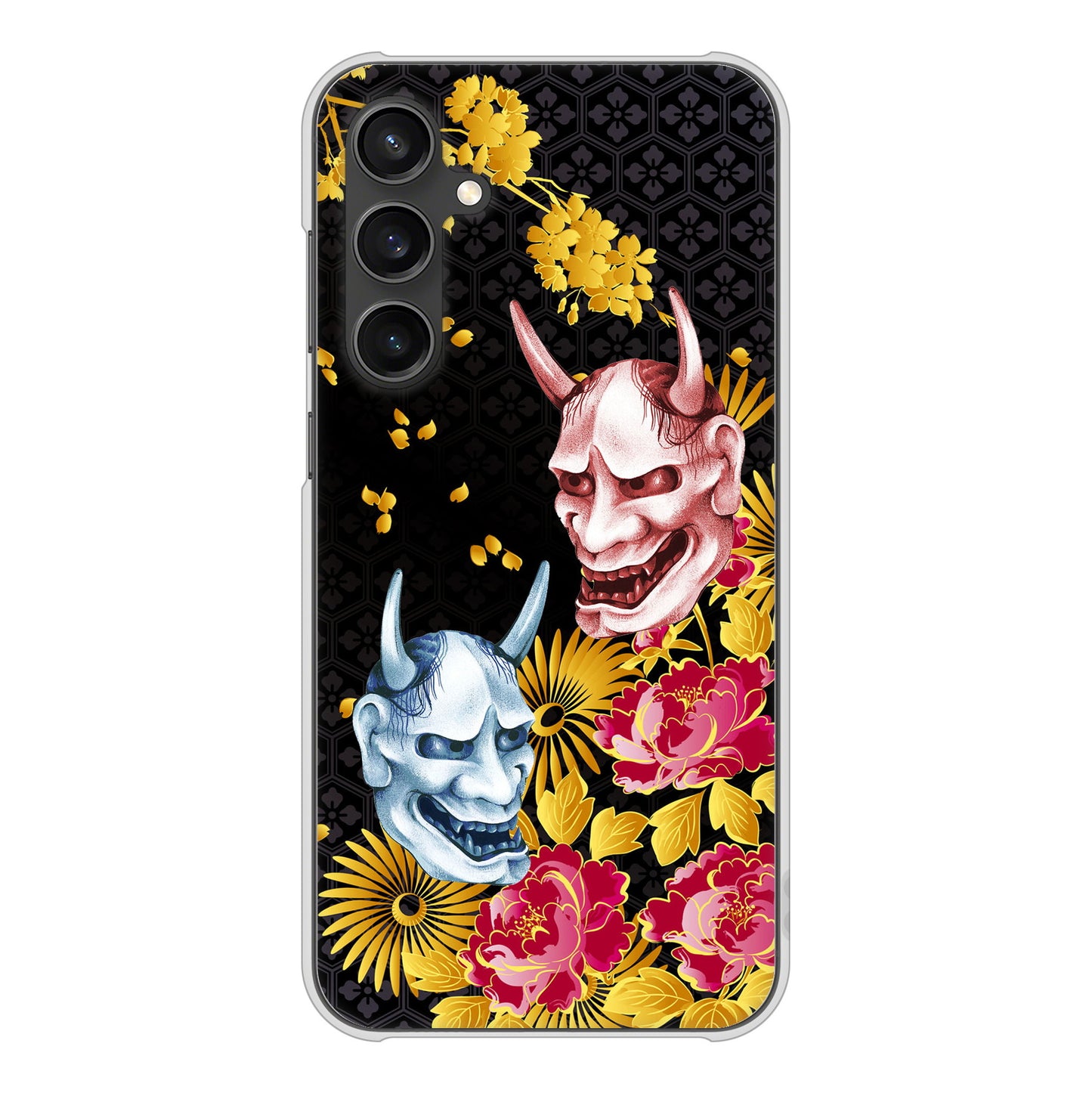 Galaxy S23 FE SCG24 au 高画質仕上げ 背面印刷 ハードケース 【1024 般若と牡丹2】