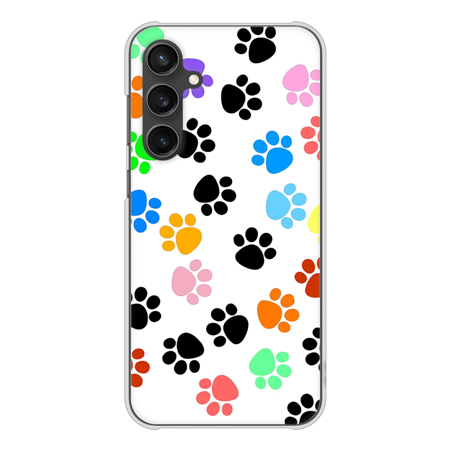 Galaxy S23 FE SCG24 au 高画質仕上げ 背面印刷 ハードケース 【1108 あしあとカラフル】