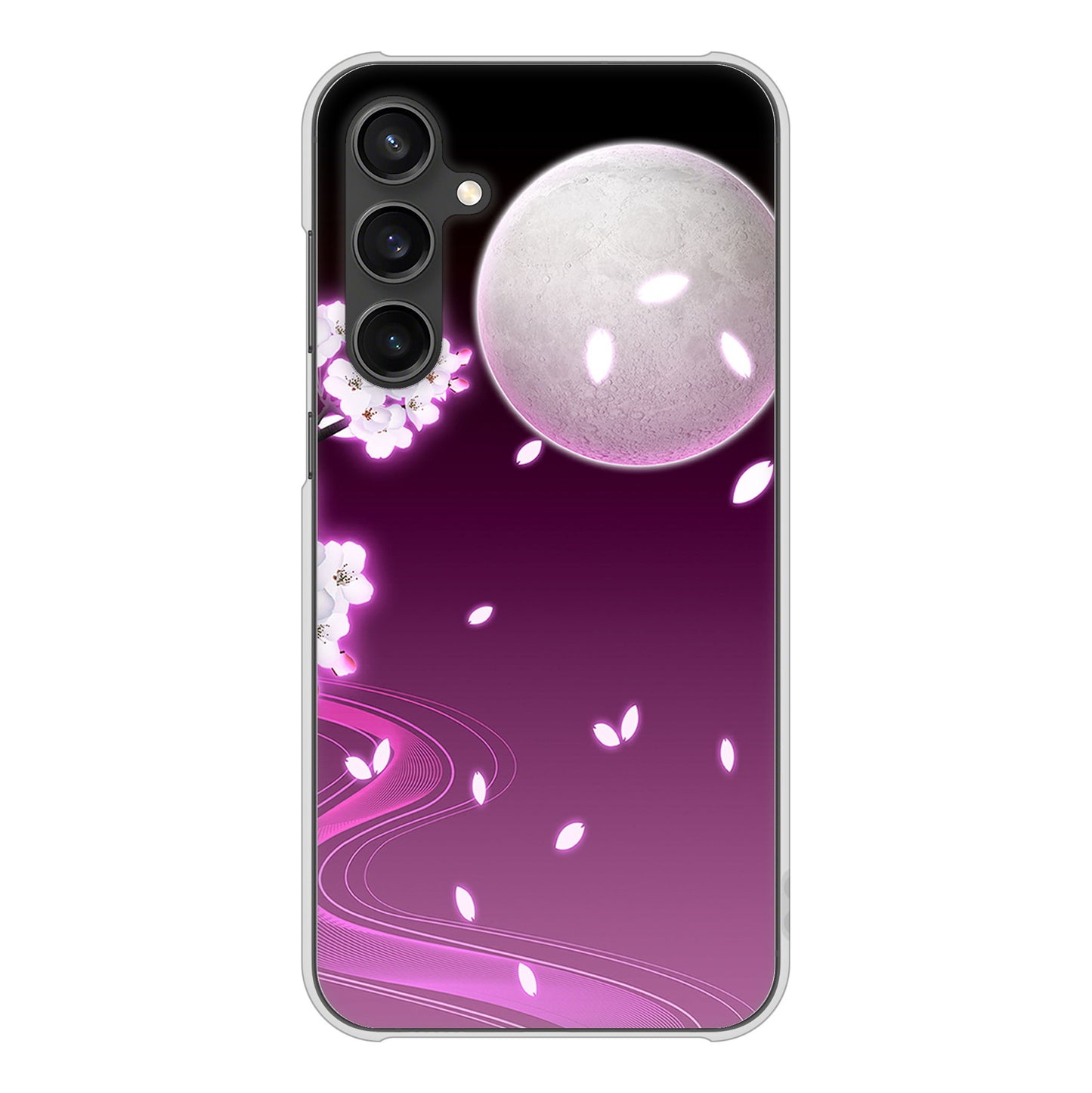 Galaxy S23 FE SCG24 au 高画質仕上げ 背面印刷 ハードケース 【1223 紫に染まる月と桜】