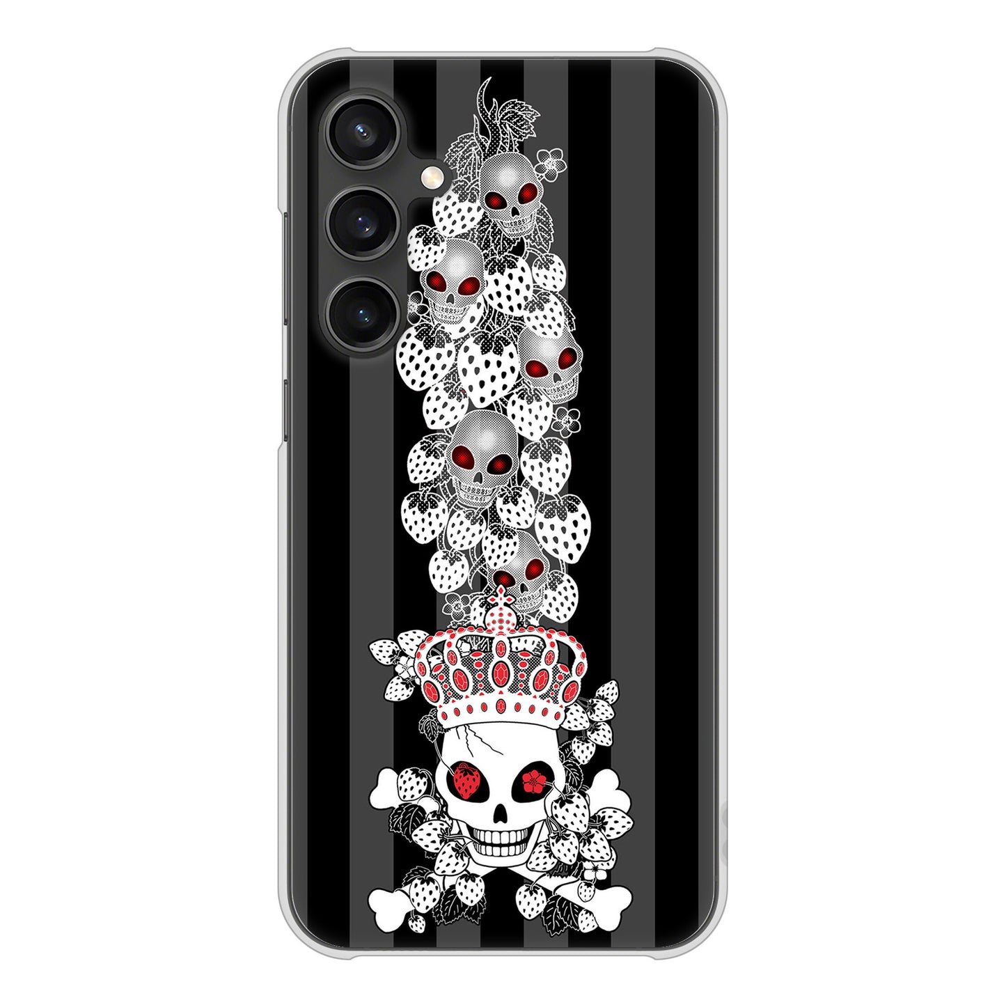 Galaxy S23 FE SCG24 au 高画質仕上げ 背面印刷 ハードケースむかいあぐる 苺骸骨王冠蔦