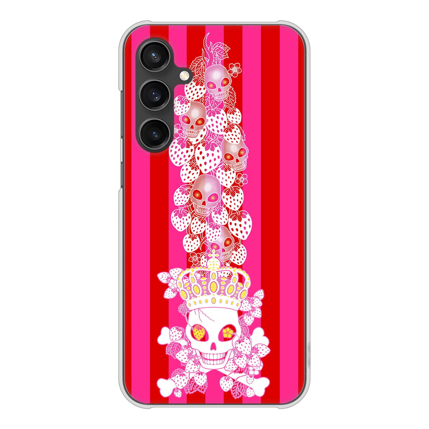 Galaxy S23 FE SCG24 au 高画質仕上げ 背面印刷 ハードケースむかいあぐる 苺骸骨王冠蔦