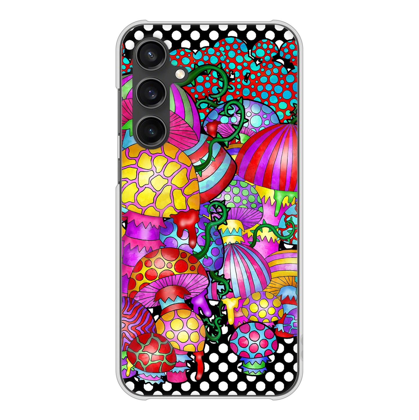 Galaxy S23 FE SCG24 au 高画質仕上げ 背面印刷 ハードケースむかいあぐる きのこ