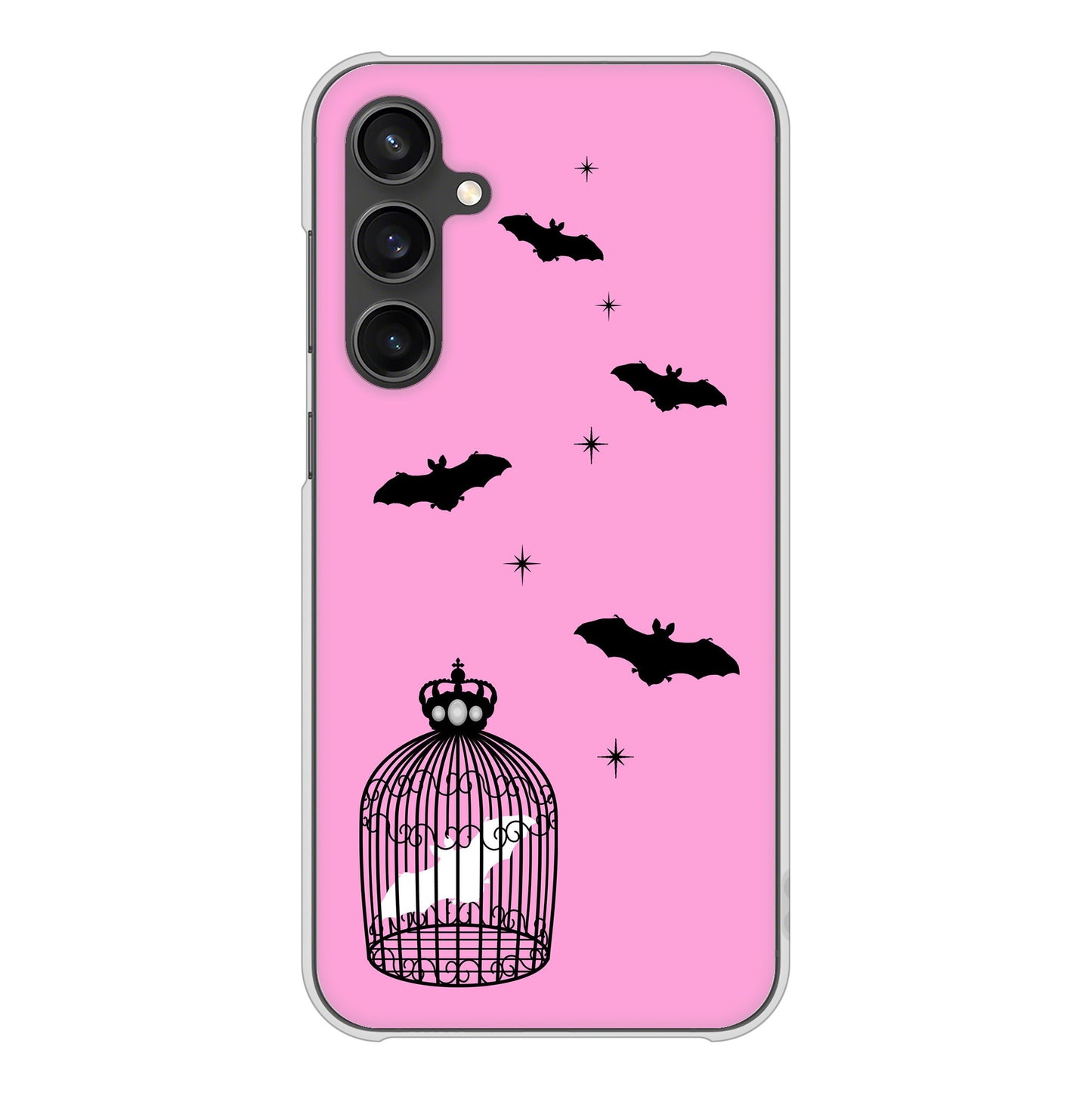 Galaxy S23 FE SCG24 au 高画質仕上げ 背面印刷 ハードケースむかいあぐる こうもりの王冠鳥かご