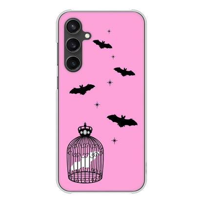 Galaxy S23 FE SCG24 au 高画質仕上げ 背面印刷 ハードケースむかいあぐる こうもりの王冠鳥かご