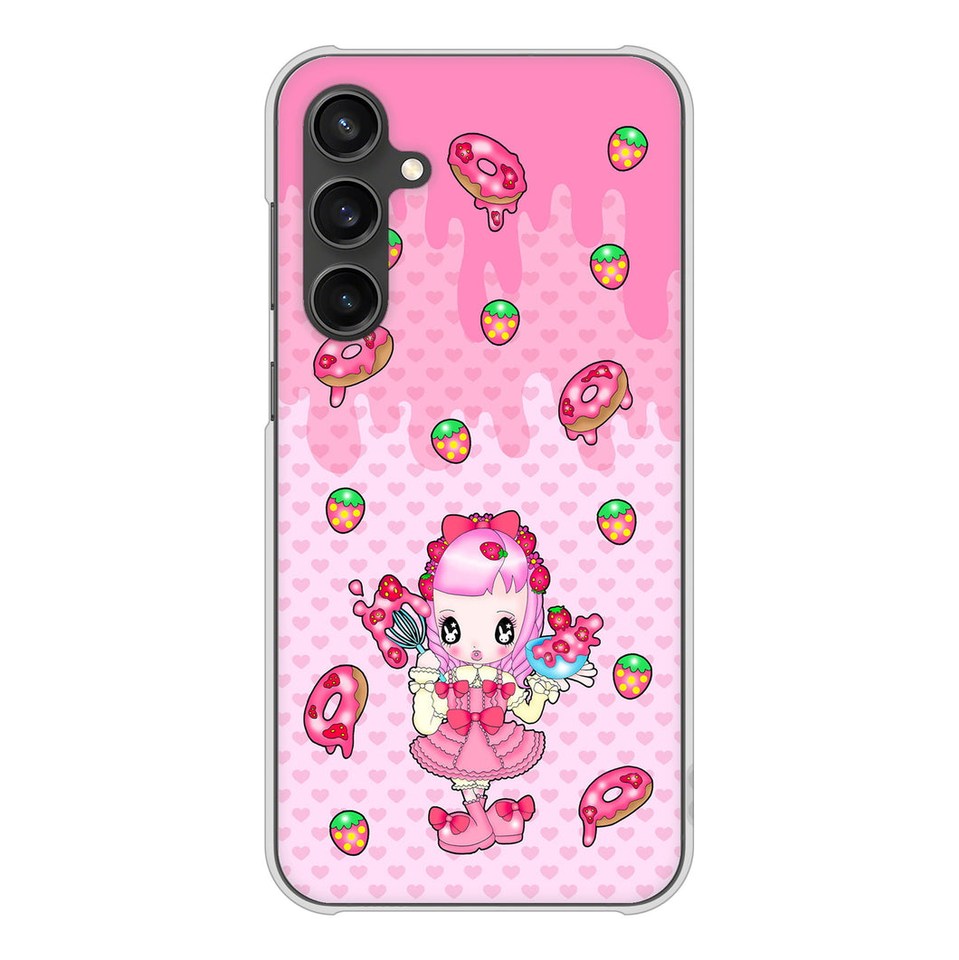 Galaxy S23 FE SCG24 au 高画質仕上げ 背面印刷 ハードケースむかいあぐる ストロベリードーナツ