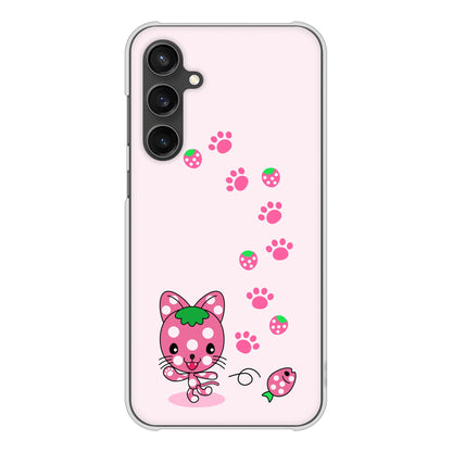 Galaxy S23 FE SCG24 au 高画質仕上げ 背面印刷 ハードケースむかいあぐる イチゴ猫のにゃんベリー
