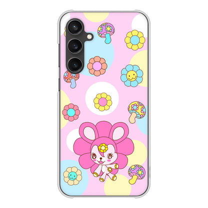 Galaxy S23 FE SCG24 au 高画質仕上げ 背面印刷 ハードケースむかいあぐる フラワーうさぎのフラッピョン