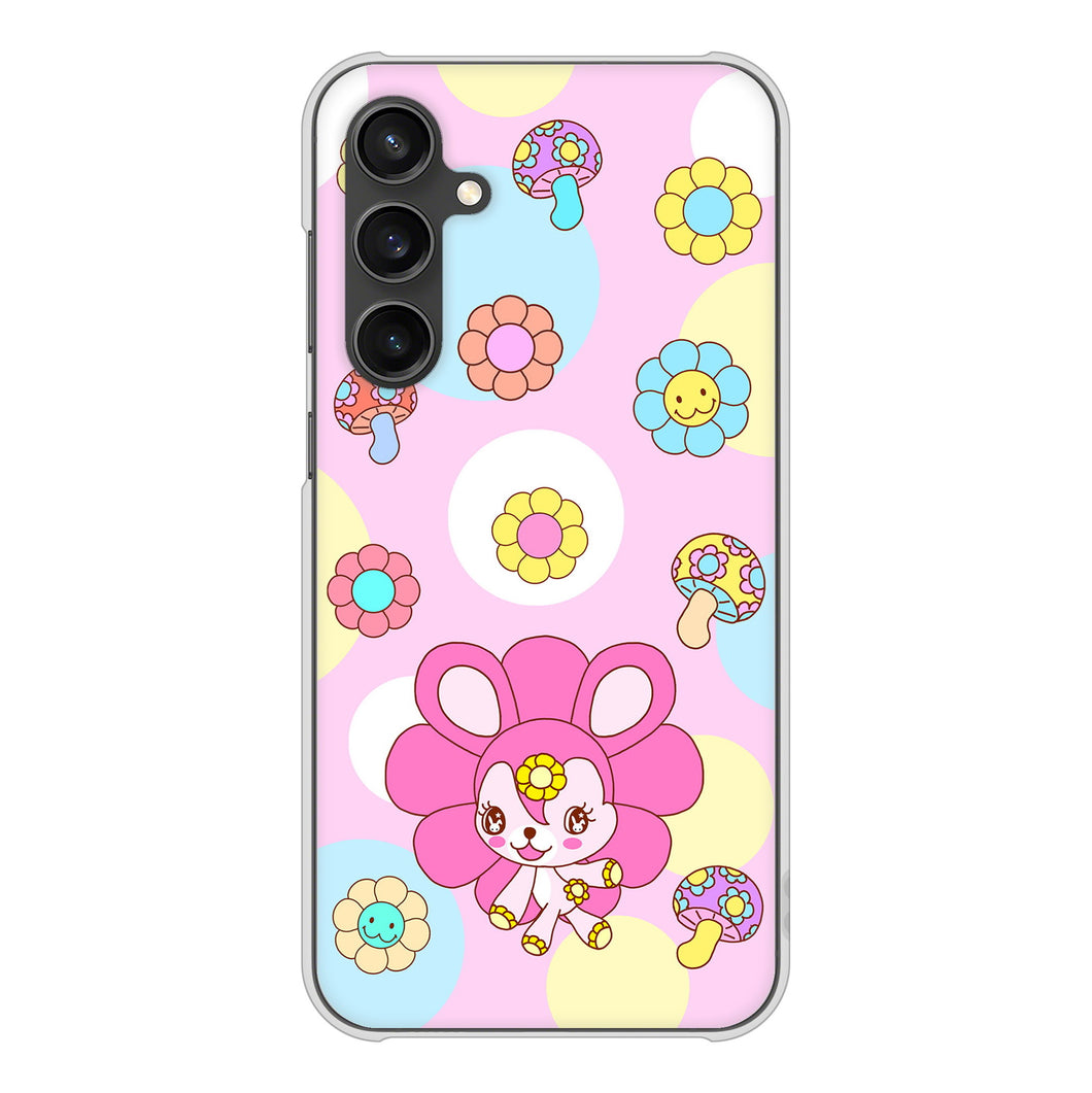 Galaxy S23 FE SCG24 au 高画質仕上げ 背面印刷 ハードケースむかいあぐる フラワーうさぎのフラッピョン