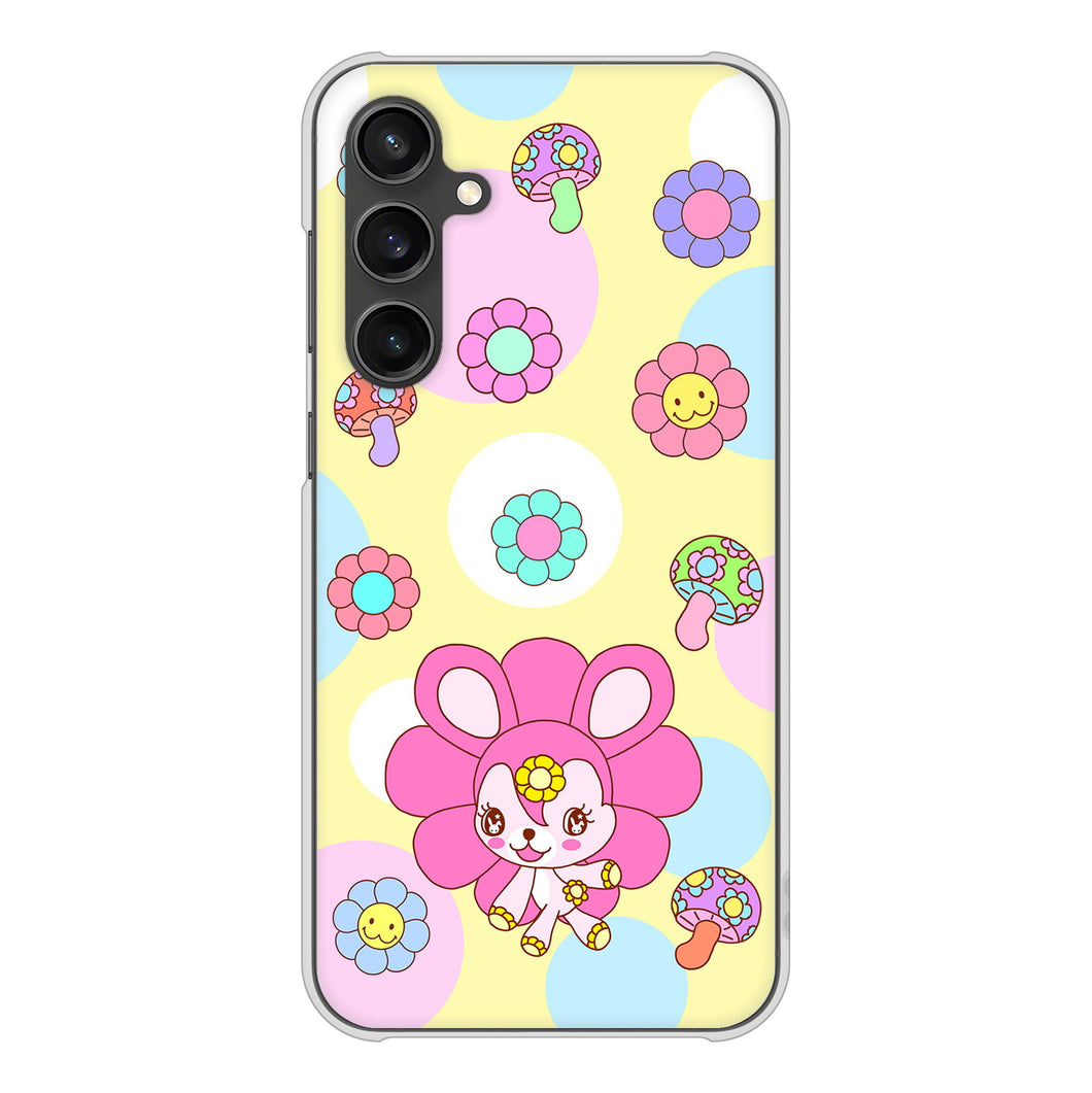 Galaxy S23 FE SCG24 au 高画質仕上げ 背面印刷 ハードケースむかいあぐる フラワーうさぎのフラッピョン