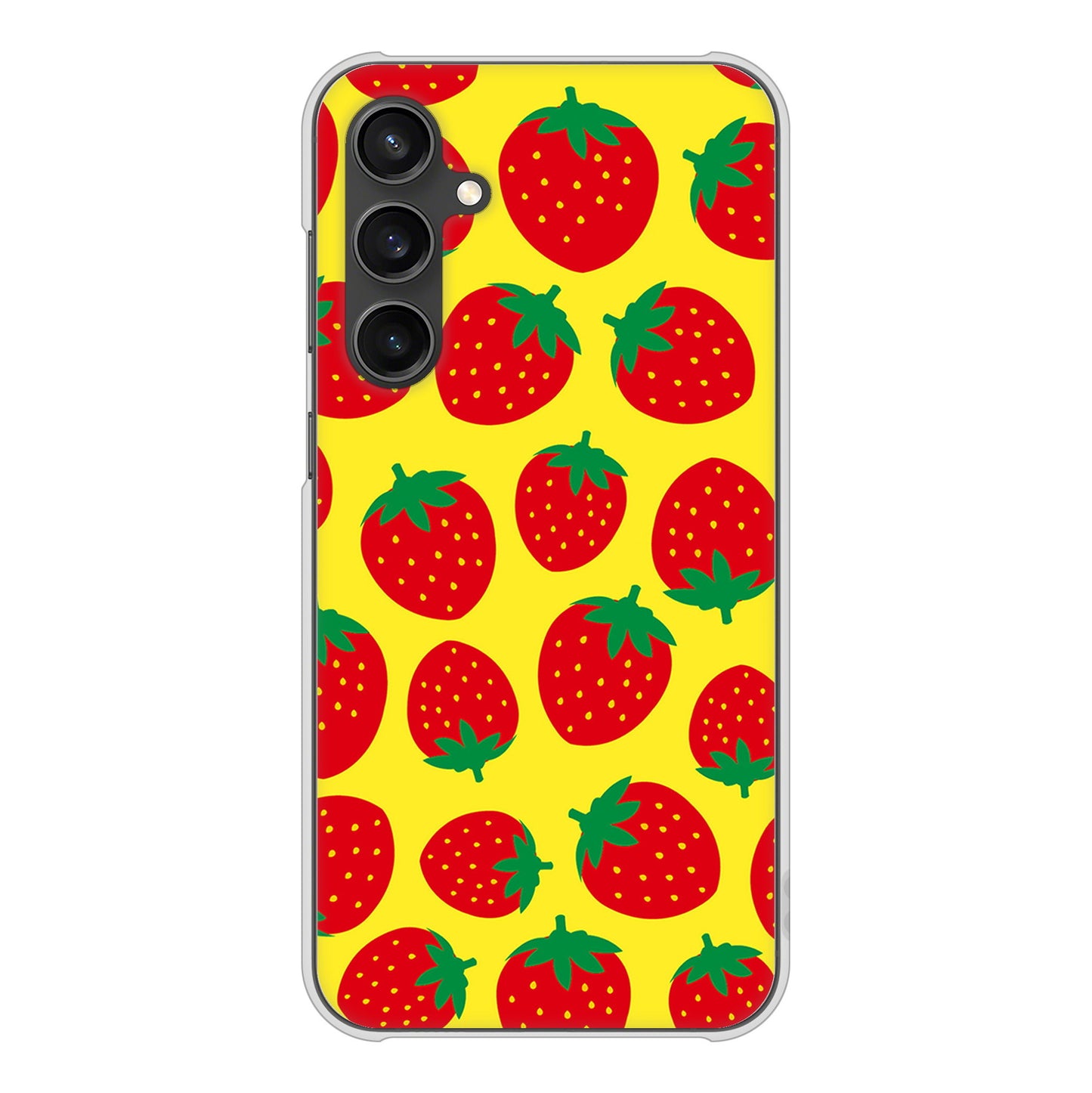 Galaxy S23 FE SCG24 au 高画質仕上げ 背面印刷 ハードケース小さいイチゴ模様