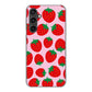 Galaxy S23 FE SCG24 au 高画質仕上げ 背面印刷 ハードケース小さいイチゴ模様