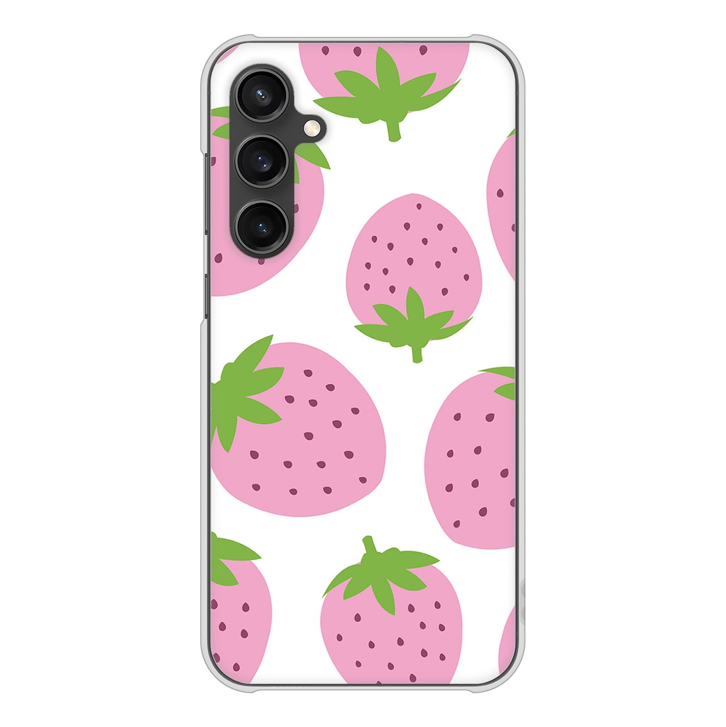 Galaxy S23 FE SCG24 au 高画質仕上げ 背面印刷 ハードケース大きいイチゴ模様