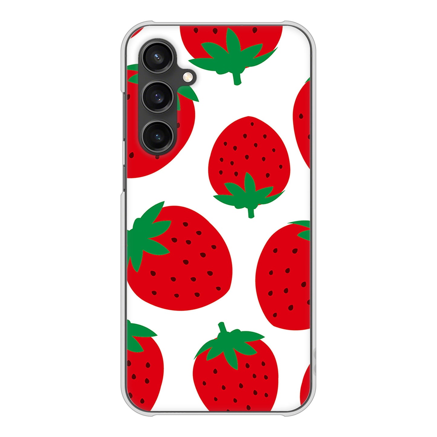 Galaxy S23 FE SCG24 au 高画質仕上げ 背面印刷 ハードケース大きいイチゴ模様