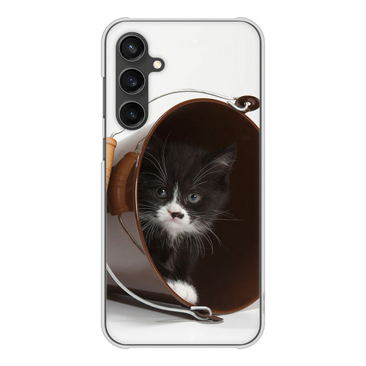 Galaxy S23 FE SCG24 au 高画質仕上げ 背面印刷 ハードケース 【VA800 ネコとバケツ】