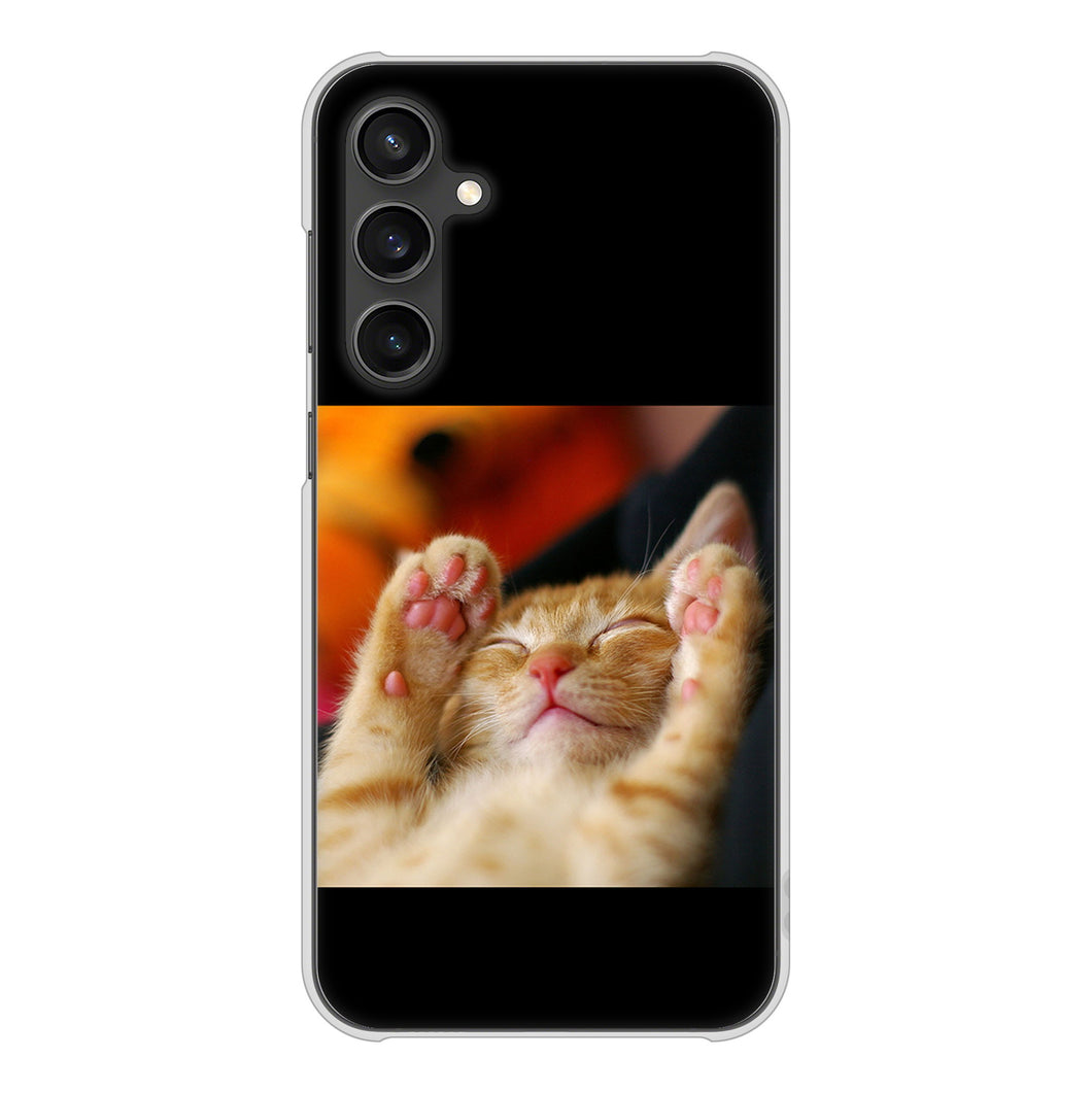 Galaxy S23 FE SCG24 au 高画質仕上げ 背面印刷 ハードケース 【VA804 爆睡するネコ】