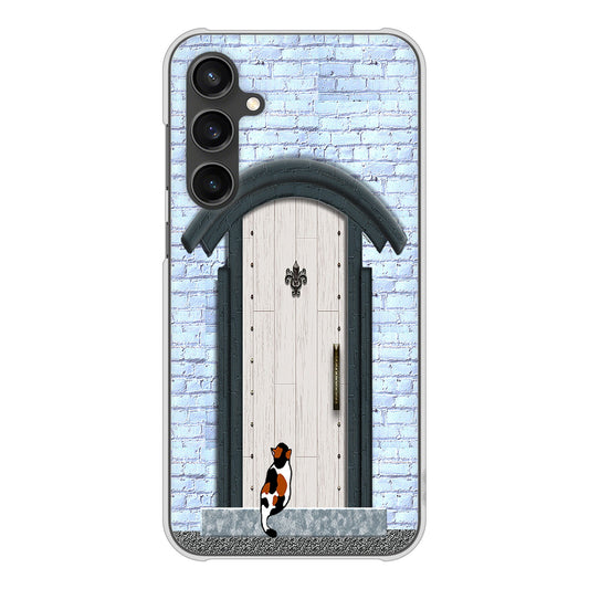 Galaxy S23 FE SCG24 au 高画質仕上げ 背面印刷 ハードケース猫とドア