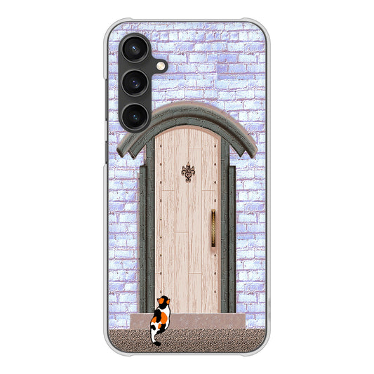Galaxy S23 FE SCG24 au 高画質仕上げ 背面印刷 ハードケース猫とドア