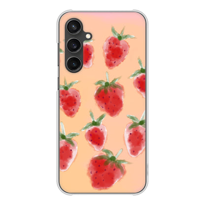 Galaxy S23 FE SCG24 au 高画質仕上げ 背面印刷 ハードケースイチゴ 水彩