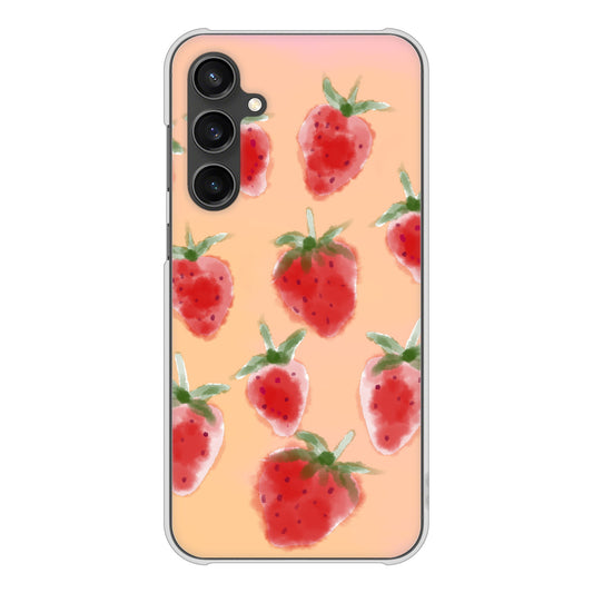 Galaxy S23 FE SCG24 au 高画質仕上げ 背面印刷 ハードケースイチゴ 水彩