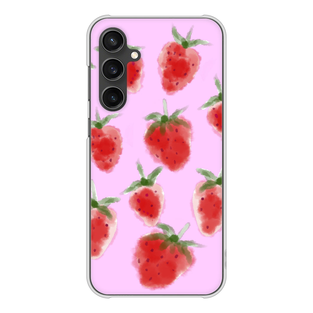 Galaxy S23 FE SCG24 au 高画質仕上げ 背面印刷 ハードケースイチゴ 水彩