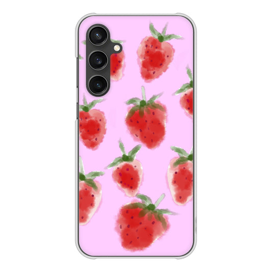 Galaxy S23 FE SCG24 au 高画質仕上げ 背面印刷 ハードケースイチゴ 水彩