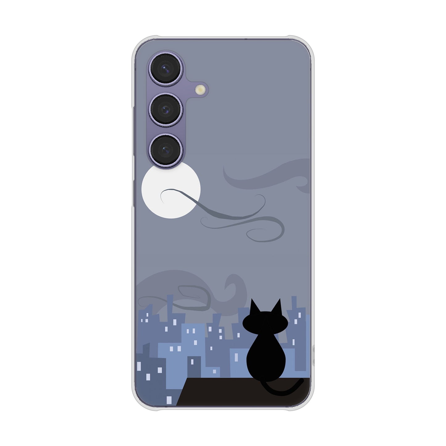 Galaxy S24 SCG25 au 高画質仕上げ 背面印刷 ハードケース夜とネコ