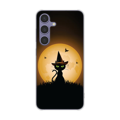 Galaxy S24 SCG25 au 高画質仕上げ 背面印刷 ハードケース夜とネコ