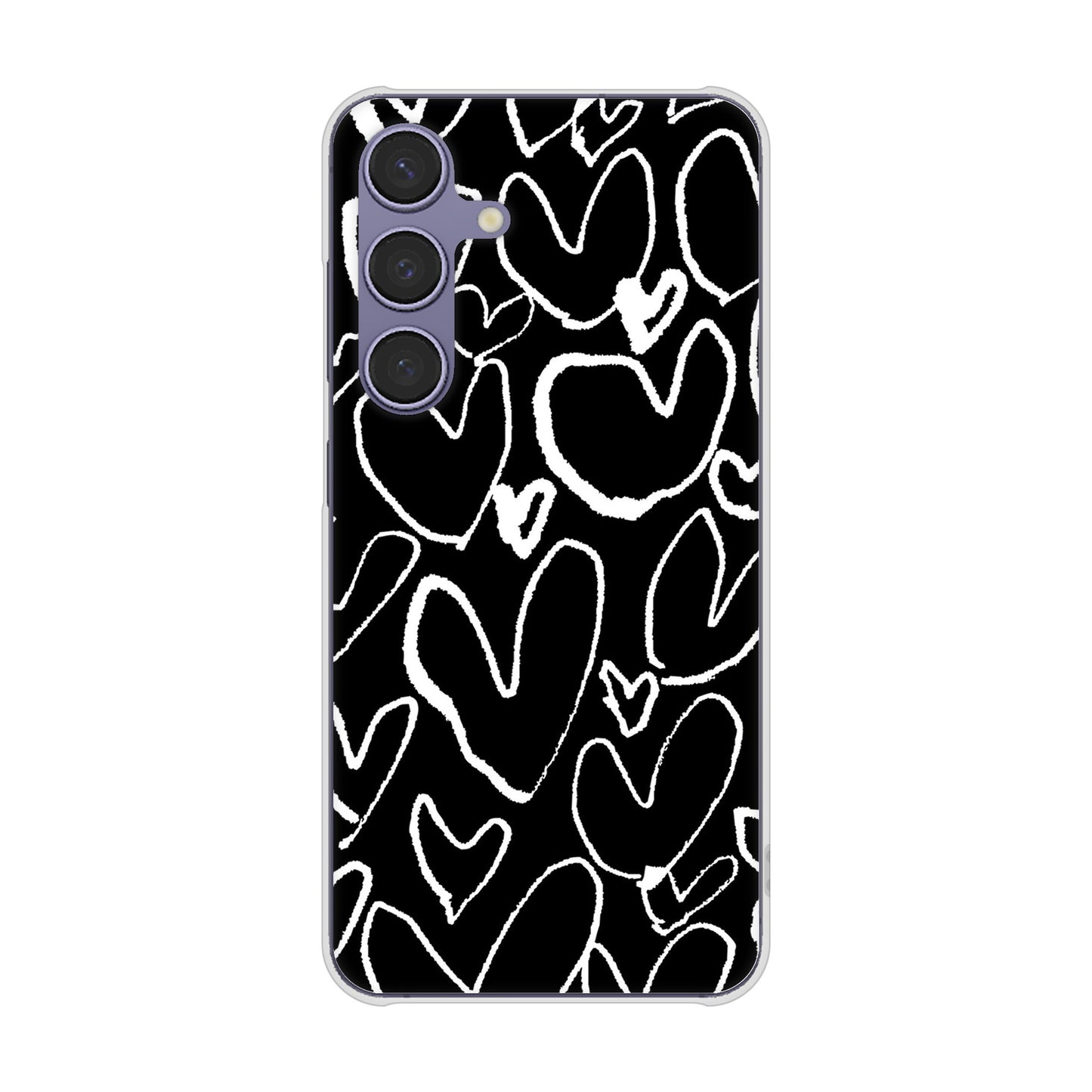 Galaxy S24 SCG25 au 高画質仕上げ 背面印刷 ハードケース 【1124 ハート BK＆WH】