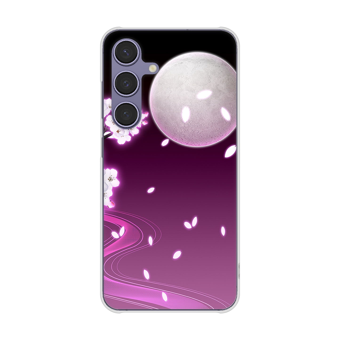 Galaxy S24 SCG25 au 高画質仕上げ 背面印刷 ハードケース 【1223 紫に染まる月と桜】