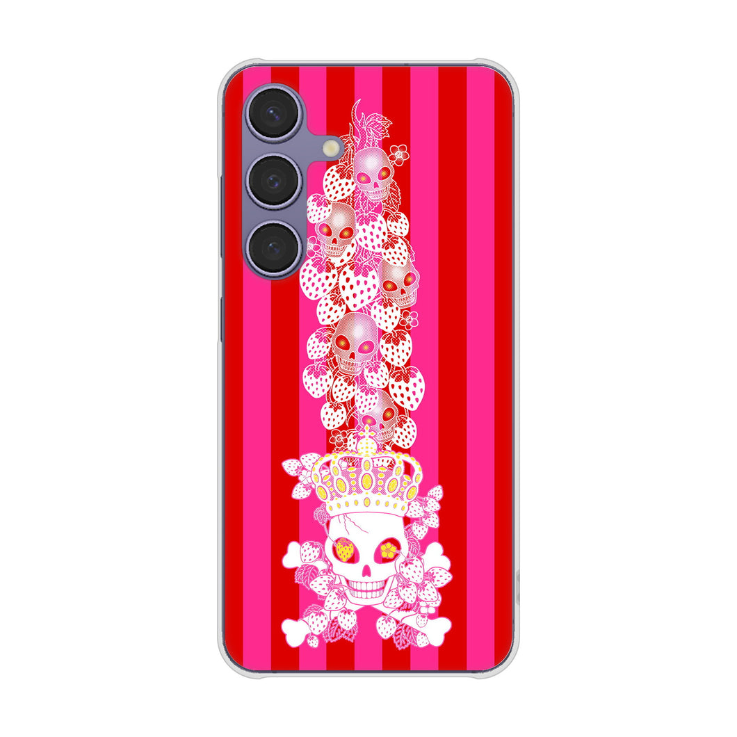 Galaxy S24 SCG25 au 高画質仕上げ 背面印刷 ハードケースむかいあぐる 苺骸骨王冠蔦