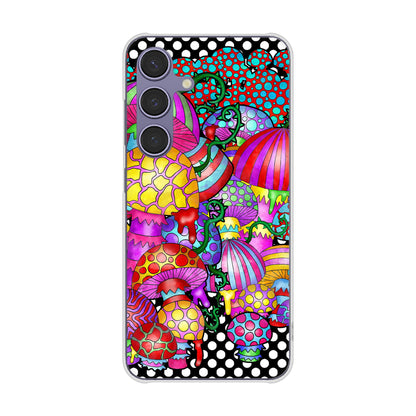 Galaxy S24 SCG25 au 高画質仕上げ 背面印刷 ハードケースむかいあぐる きのこ